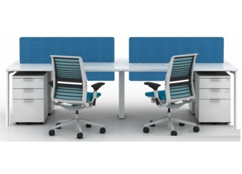 4 SEATERS -WORKSTATIONS WITH FLIPPER BOX + MOBILE PEDESTAL