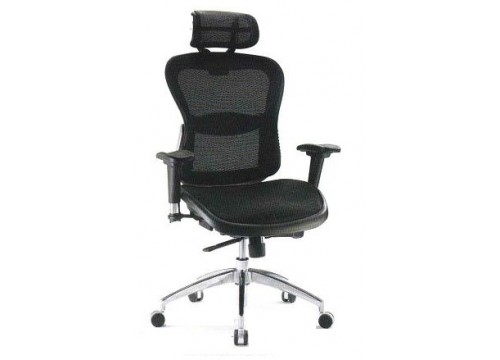 KI-5889AX :  Full Mesh - Highback Chair with adjustable armrest & aluminium base