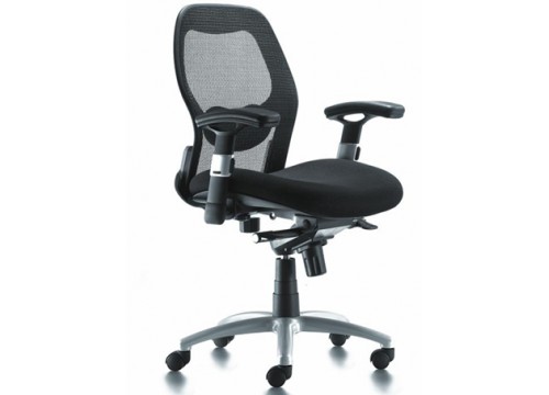 KI-201LB -Lowback Mesh Chair with adjustable armrest ,black mesh c/w kneetilt locking function and lumbar Support 