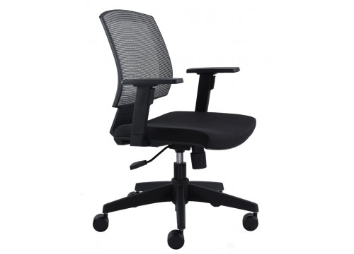 KI-209LB -Lowback Mesh Chair with adjustable armrest ,black mesh c/w backlock function and lumbar Support 