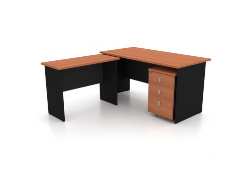 L Shape (2) Table c/w with Side Table and Drawer