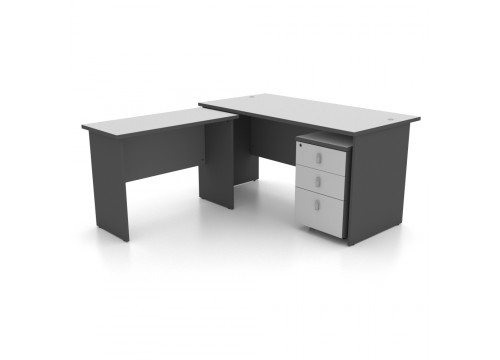 L Shape (2)  Table  c/w with Side Table and Drawer