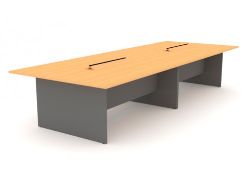 Conference Table With Flipper  - Wooden Leg Panel