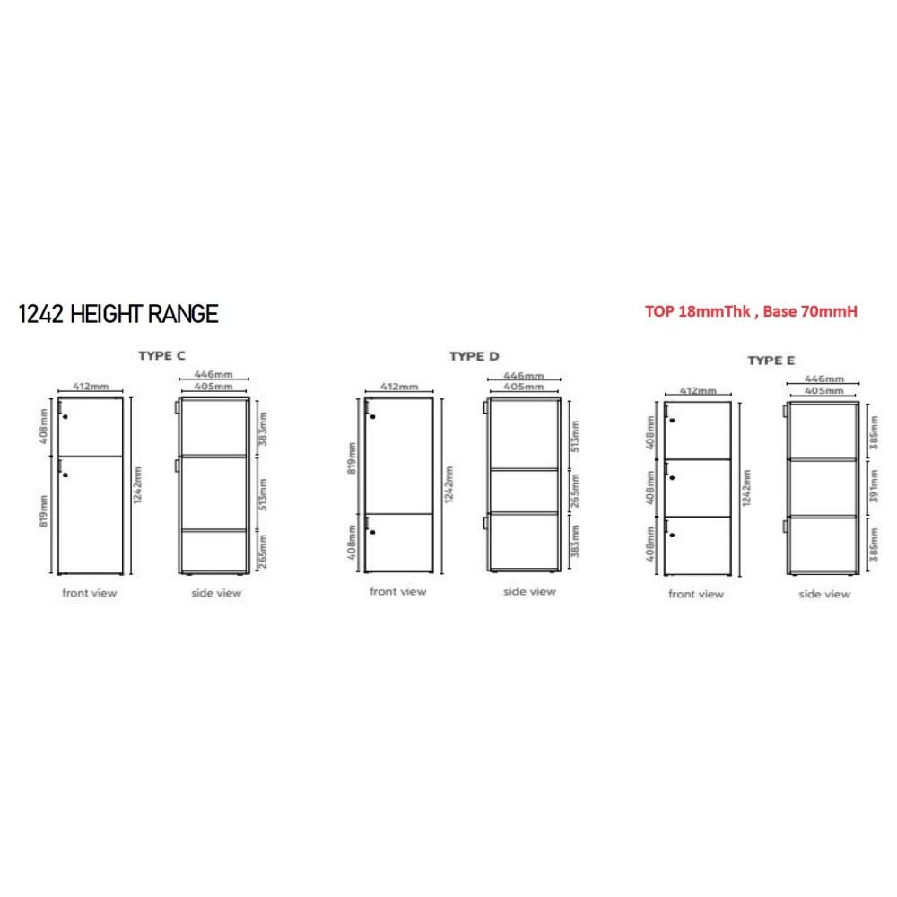 STEEL FURNITURE - Full Height Swingdoor Cupboard / 4 Drawers Filling / Steel Locker /Plastic Lock /Steel Rack